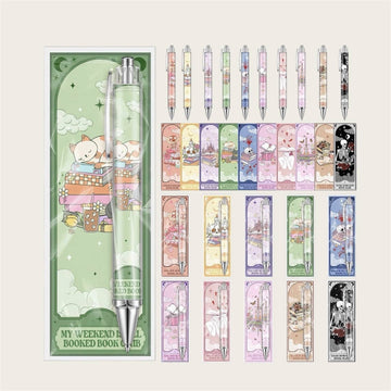 Book theme bookmark and pen sets