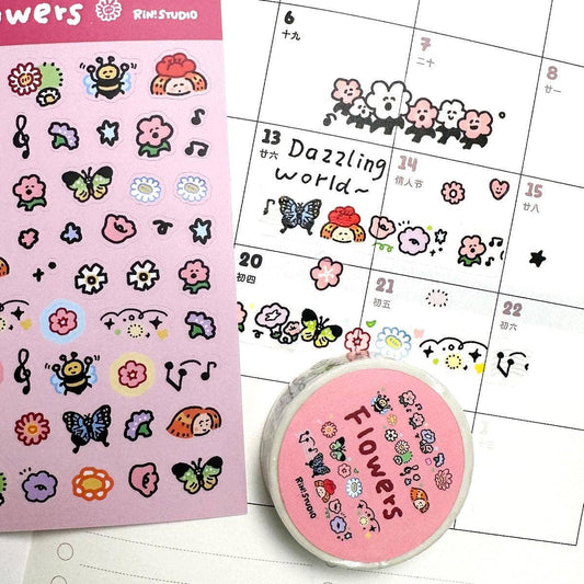 Flowers mini Washi Tape - RiN! Studio