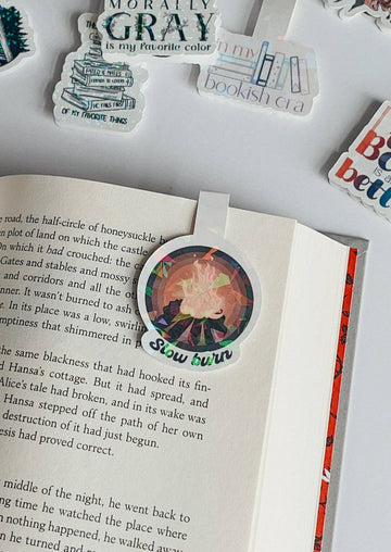 Book with stickers on a white surface
