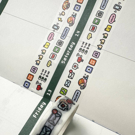 Social Media mini Washi Tape - on my phoe decoration tape RiN! Studio