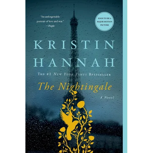 Book cover of 'The Nightingale' by Kristin Hannah with a silhouette of a woman and a nightingale against a dark blue background.