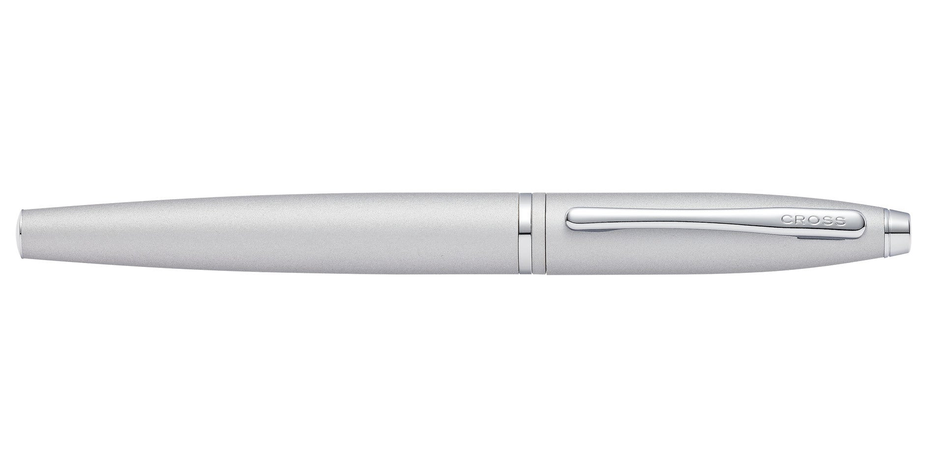 Silver pen on a white background