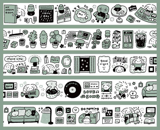 Kawaii Large Washi Tape Stickers: Single Color, My dream room