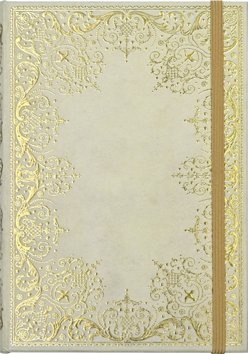 Vergoldetes elfenbeinfarbenes Notizbuch, 13 x 18 cm, 160 Seiten