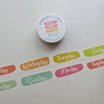 Days of the Week Washi Tape | 15mm x 10m